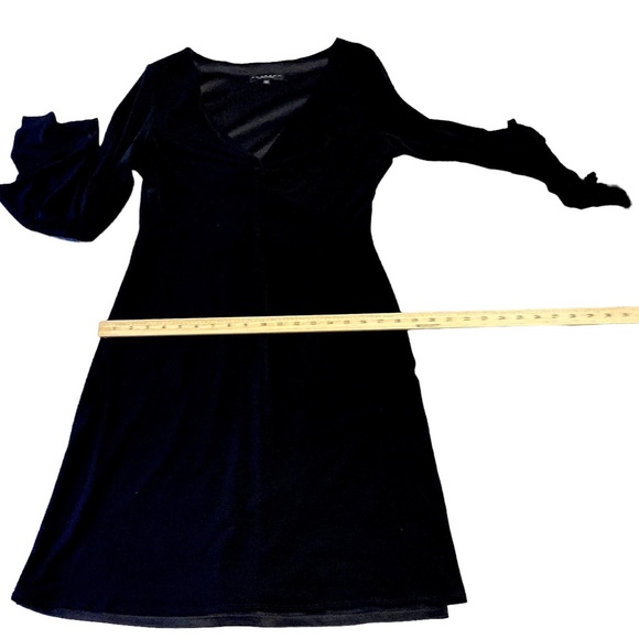 Laundry Shelli Segal Dress Womens 12 Black Jersey Shift Short Long Cape Sleeve - Picture 8 of 16